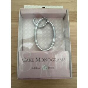 Lillian Rose Silver Cake Monogram Letter O Wedding Topper Brushed Metal Script